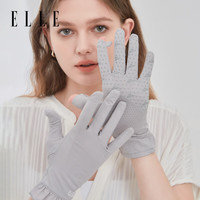 ELLE防晒手套女士夏季户外防紫外线露指可触屏电动车薄款开车袖套 银羽灰