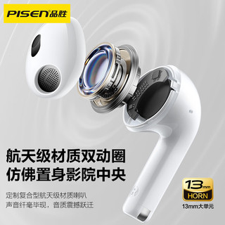 PISEN 品胜 P1+真无线蓝牙耳机 半入耳式 长续航通话降噪 蓝牙5.4 音乐游戏运动耳机 适用苹P1Plus