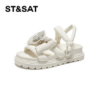 京东百亿补贴：ST&SAT; 星期六 厚底水钻罗马鞋 米白色 37 bnSSC21150XF