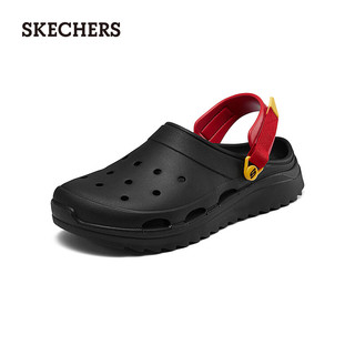 斯凯奇（Skechers）刘宇同款2024年夏季男鞋休闲洞洞鞋透气舒适外穿沙滩鞋243311 黑色/红色/BKRD 43