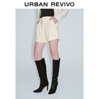 URBAN REVIVO 女士简约百搭基础休闲纯色宽松短裤 UWG640056 米白 XS