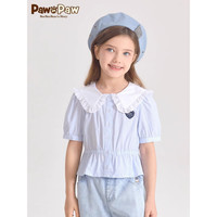 PawinPaw卡通小熊童装24年春夏季女童短袖翻领衬衫 Blue蓝色/50 130