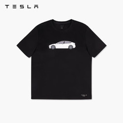TESLA 特斯拉 官方黑色model 3针织T恤短袖衫剪裁立体合身质感舒适 S码