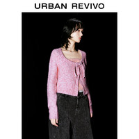 URBAN REVIVO UR2024春季新款女装甜美气质新中式盘扣圆领针织衫UWV940010