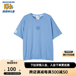 SKECHERS 斯凯奇 男女童夏季短袖宽松儿童舒适透气T恤衫L224K036