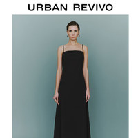 URBAN REVIVO 女装法式一字领连衣裙 UWG740048 正黑 XS