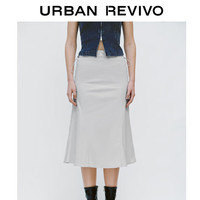 URBAN REVIVO 女士潮流松紧腰抽绳显瘦鱼尾半身裙 UWJ540021 浅灰 XS
