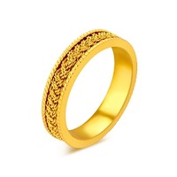 六福珠宝 黄金戒指编织纹足金戒指男女情侣对戒计价