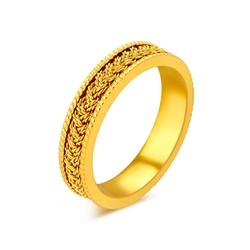 LUKFOOK JEWELLERY 六福珠宝 黄金戒指编织纹足金戒指男女情侣对戒计价