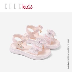 Ellekids ELLE KIDS 童鞋夏季新款女童公主鞋水钻时装休闲鞋凉鞋珍珠魔术贴
