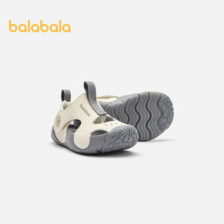 巴拉巴拉男童稳步鞋婴儿鞋夏季2024镂空透气凉鞋 白灰色调00312 25码