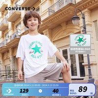 Converse匡威儿童装男童短袖t恤2024夏季男孩中大童上衣半袖夏款T恤 白色/深薄荷 140/68