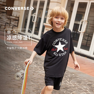 Converse匡威儿童装男童短袖t恤2024夏季男孩中大童上衣半袖夏款T恤 正黑色 160/76