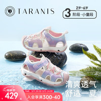 泰兰尼斯夏季儿童公主凉鞋女童户外沙滩透气防滑防踢运动鞋子溯溪鞋 彩/白 31码 内长20.5cm适合脚长19.5cm