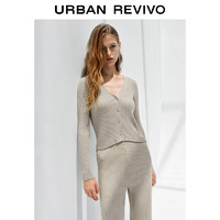 URBAN REVIVO 女士法式慵懒气质百搭长袖针织衫 UWB930005 暖灰 XL