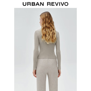 URBAN REVIVO 女士法式慵懒气质百搭长袖针织衫 UWB930005 暖灰 XL