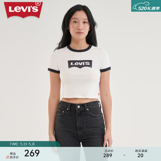 Levi's李维斯24夏季女士时尚宽松印花短袖T恤 白色 A3523-0068 XS