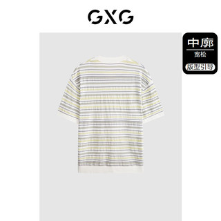 GXG男装 黄白条纹时尚短袖T恤 2024年夏季G24X442059 黄白条 170/M