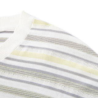 GXG男装 黄白条纹时尚短袖T恤 2024年夏季G24X442059 黄白条 170/M