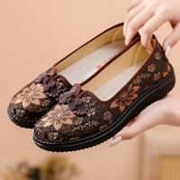 印象风 24年春夏新款妈妈鞋软底富贵花朵福气舒适透气布鞋
