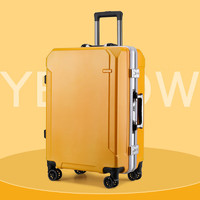 DISIDUNBAOLUO 狄斯顿保罗 行李箱男可充电铝框拉杆箱登机箱防刮 明黄色 28英寸丨超级大丨贴纸+箱套