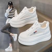aolun 澳伦 2024夏季网面透气内增高厚底休闲鞋系带女士坡跟小白鞋女板鞋