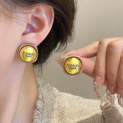 MOEFI 茉妃 轻奢气质耳钉感耳环2024新款小众设计感百搭银针耳饰女 卡其色耳环