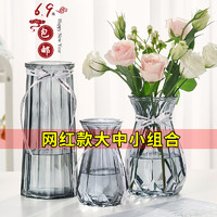 喜韶 简约玻璃花瓶透明水培欧式创意水养插花器桌面摆件客厅