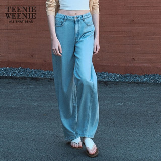 Teenie Weenie小熊女装2024夏装时尚莱赛尔棉香蕉裤牛仔裤长裤 浅蓝色 170/L