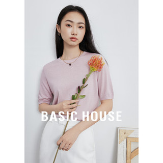 百家好（Basic House）夏季女款时尚百搭套头毛衣针织衫-B0624H5M462 桃夭色 S