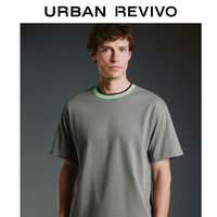 URBAN REVIVO 男装时尚休闲简约撞色圆领短袖T恤 UMF440116 中灰 XS