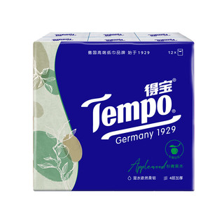 得宝tempo手帕纸多种香味迷你小包装便携4层7片装德宝面巾纸带印花 杉青果木 12包