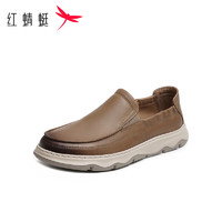 红蜻蜓健步鞋2024夏款软底舒适健步鞋通勤一脚蹬皮鞋 WGA24021卡其色40