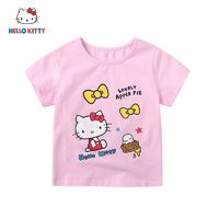 百亿补贴：Hello Kitty 童装女童洋气夏季新款薄款圆领T恤卡通休闲短袖