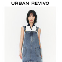 URBAN REVIVO 女装时尚设计感百搭小个子牛仔背带裙UWV840130