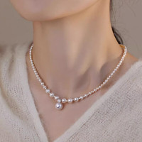 全珍珠版碎銀子s925項鏈女施家串珠小眾鎖骨鏈 全珍珠版925銀材質