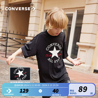 Converse匡威儿童装男童短袖t恤2024夏季男孩中大童上衣半袖夏款T恤 正黑色 130/64