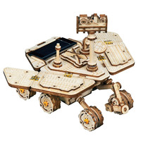 Robotime 若态 太空太阳能玩具车若客3d立体拼图木质手工拼装玩具生日新年礼物 LS503勇气号火星车