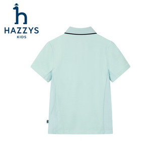 哈吉斯（HAZZYS）品牌童装男童T恤2024夏季舒适弹力排汗撞色休闲短袖POLO衫 浅青柠 160cm