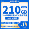 中国电信 CHINA TELECOM 安徽星卡 两年19元月租 （210G全国流量+100分钟通话+自助激活）赠电风扇/一台