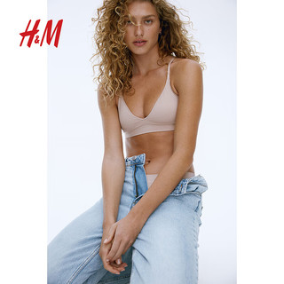 H&M女装2024夏季内衣舒适无钢圈带衬垫无痕软杯文胸1206002 浅米色 A70