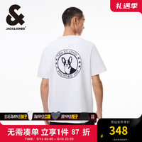 杰克·琼斯（JACK&JONES）夏季新款法斗犬短袖舒适纯棉男士百搭圆领休闲T恤半袖224201288 A06雪白色 常规 165/88A/XS