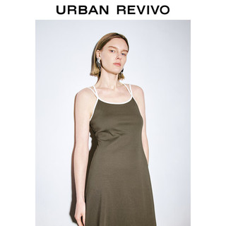 URBAN REVIVO 女士休闲简约撞色交叉吊带显瘦连衣裙 UWJ740018 石色  XL