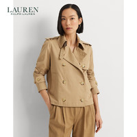 LAUREN RALPH LAUREN 拉夫劳伦 女装 24年春双排扣斜纹棉布短款风衣RL61951 270-桦树棕 18