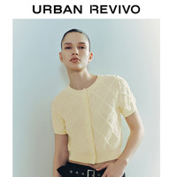 URBAN REVIVO 女法式优雅立体菱格肌理感针织开衫UWU940151 米黄 M