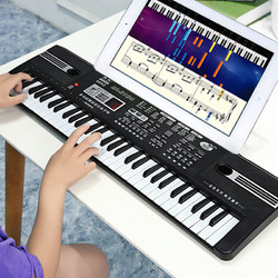 金色年代 61键多功能电子琴男孩女孩初学者电子琴家用儿童音乐玩具 黑色