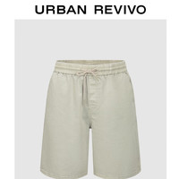 URBAN REVIVO 夏季男装时尚简约百搭松紧腰抽绳休闲短裤 UMF840038 卡其灰 29