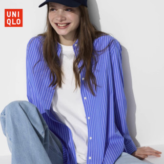 UNIQLO 优衣库 女士长袖衬衫 469422 湖蓝色 XL