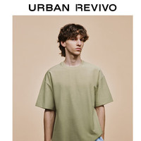 URBAN REVIVO 男士时尚休闲百搭纯色圆领短袖T恤 UML440078 灰绿  XS
