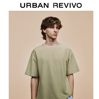 URBAN REVIVO 男士时尚休闲百搭纯色圆领短袖T恤 UML440078 灰绿  XS